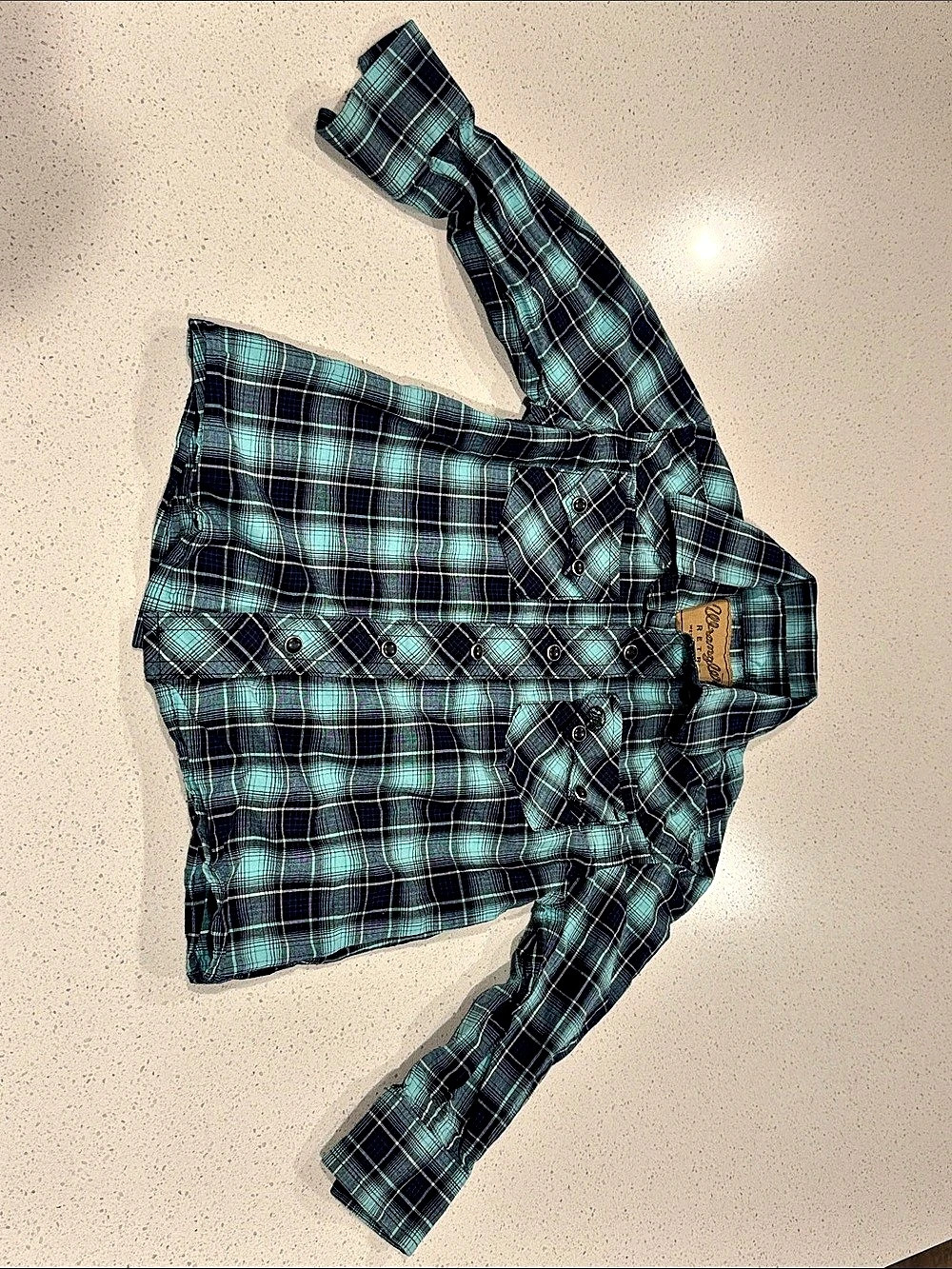 Wrangler Retro Western Shirt Plaid Western Shirt in Blue & Green Size XXS